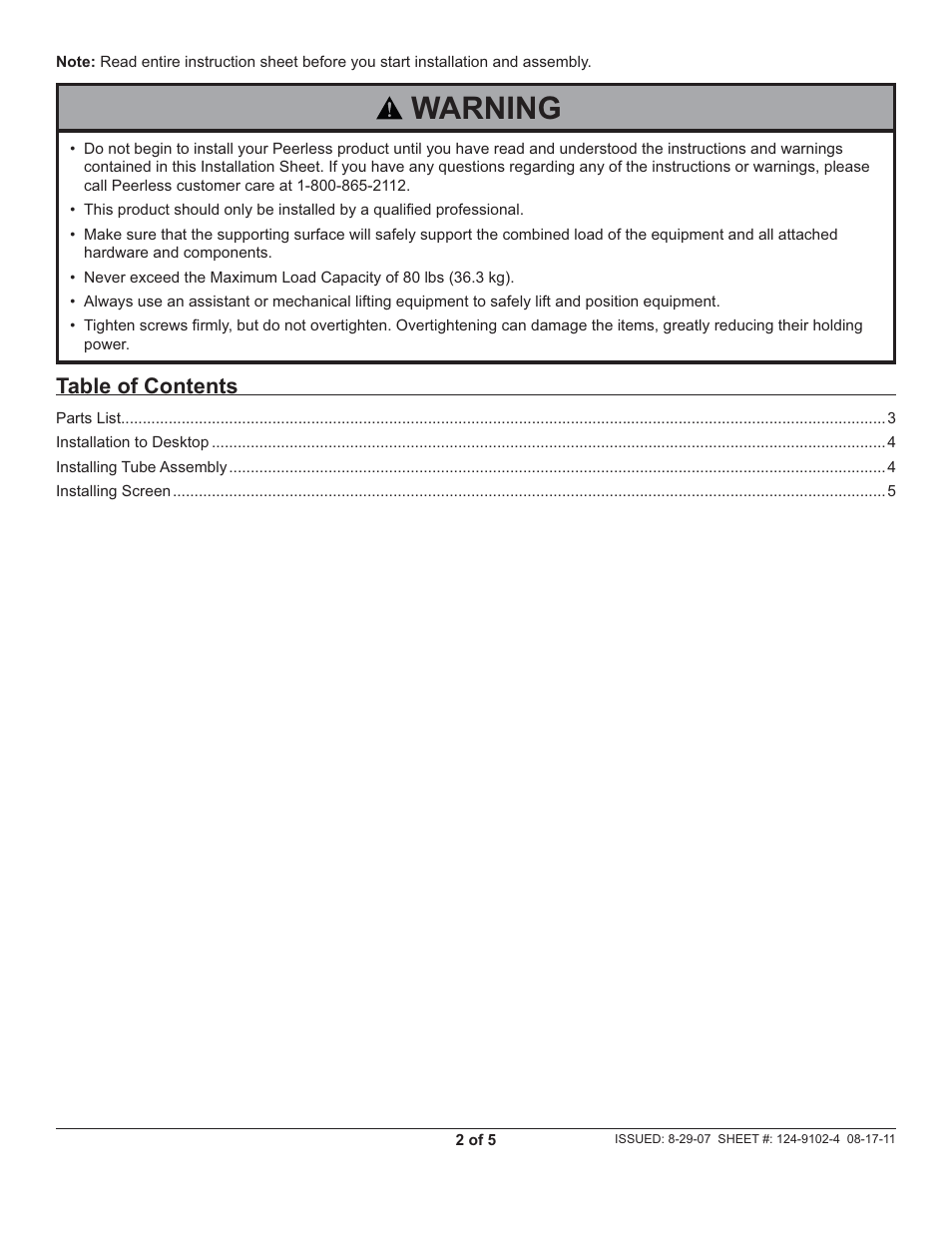 Peerless-AV HP432-002-S - Installation User Manual | Page 2 / 5