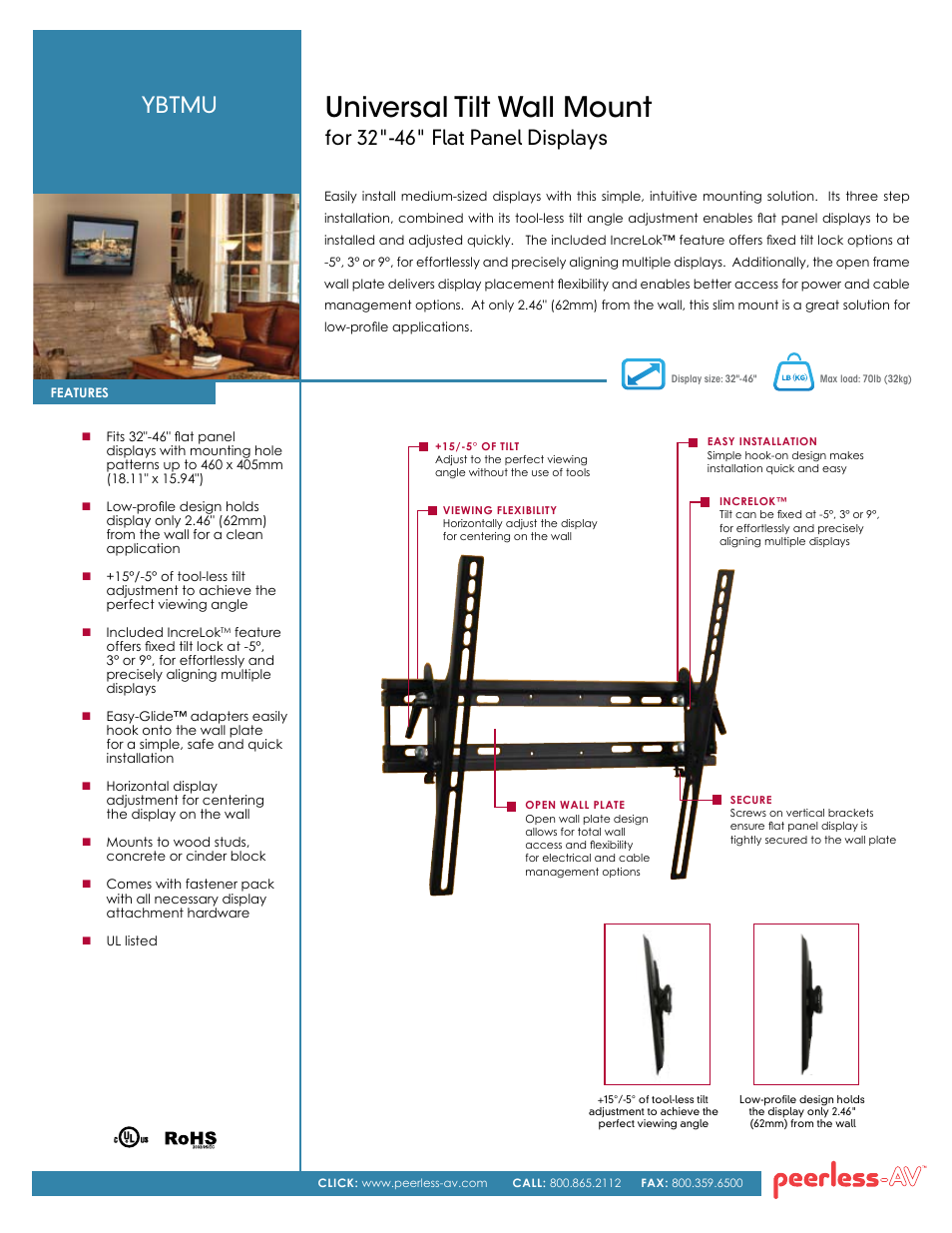 Peerless-AV YBTMU  - Sell Sheet User Manual | 2 pages