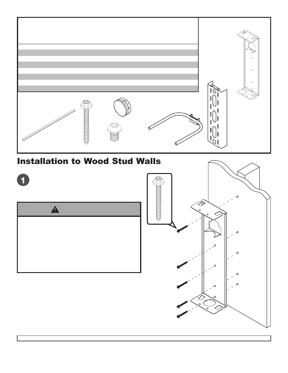 Warning, Parts list | Peerless-AV PM610 - Installation User Manual | Page 2 / 10