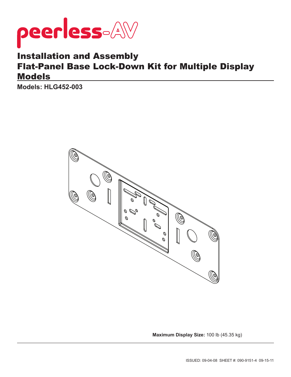 Peerless-AV HLG452-003 - Installation User Manual | 4 pages