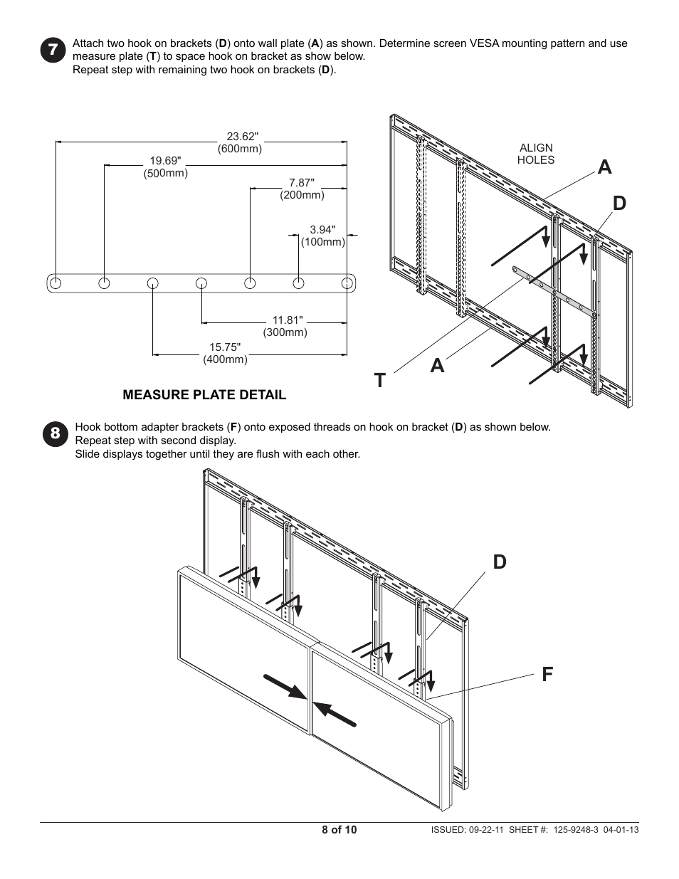 Da a t | Peerless-AV DS-VW660-2X2 - Installation User Manual | Page 8 / 10
