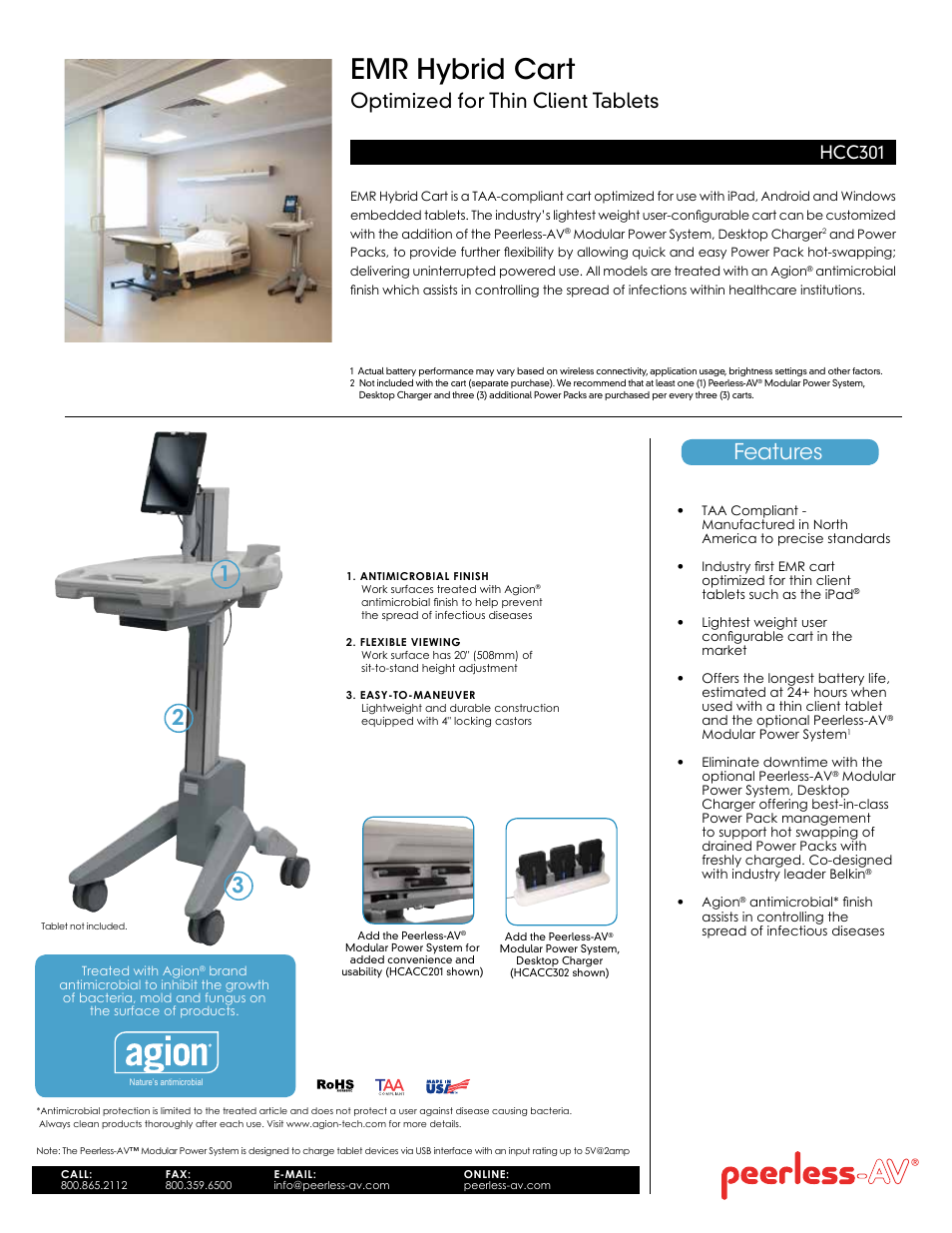 Peerless-AV HCC301  - Sell Sheet User Manual | 2 pages