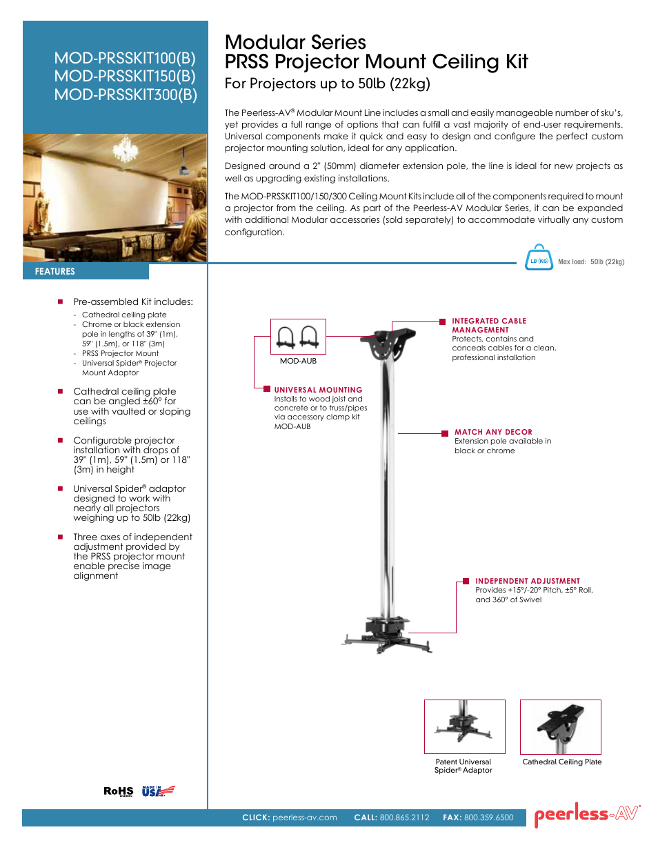 Peerless-AV MOD-PRSSKIT300-B  - Sell Sheet User Manual | 2 pages