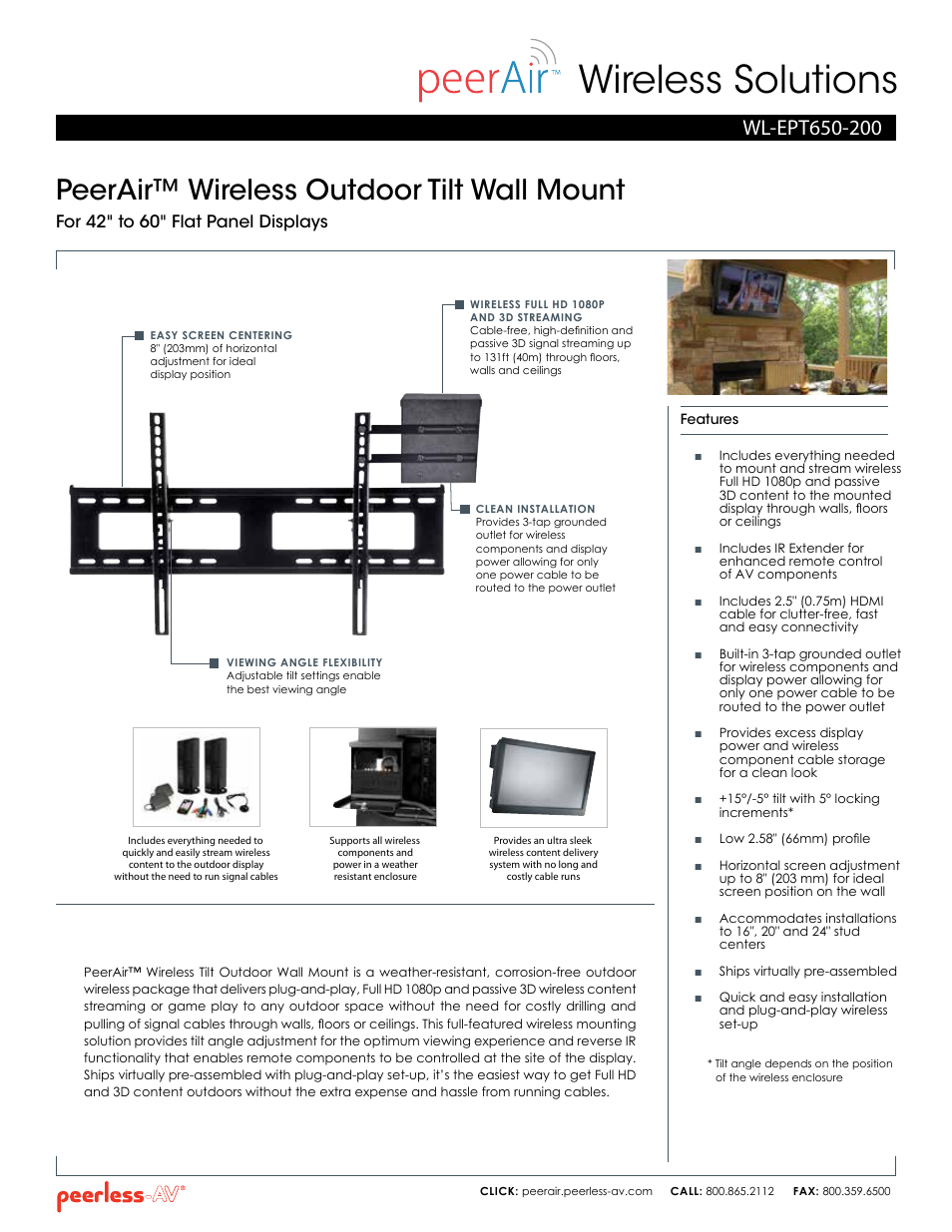 Peerless-AV WL-EPT650-200  - Sell Sheet User Manual | 2 pages