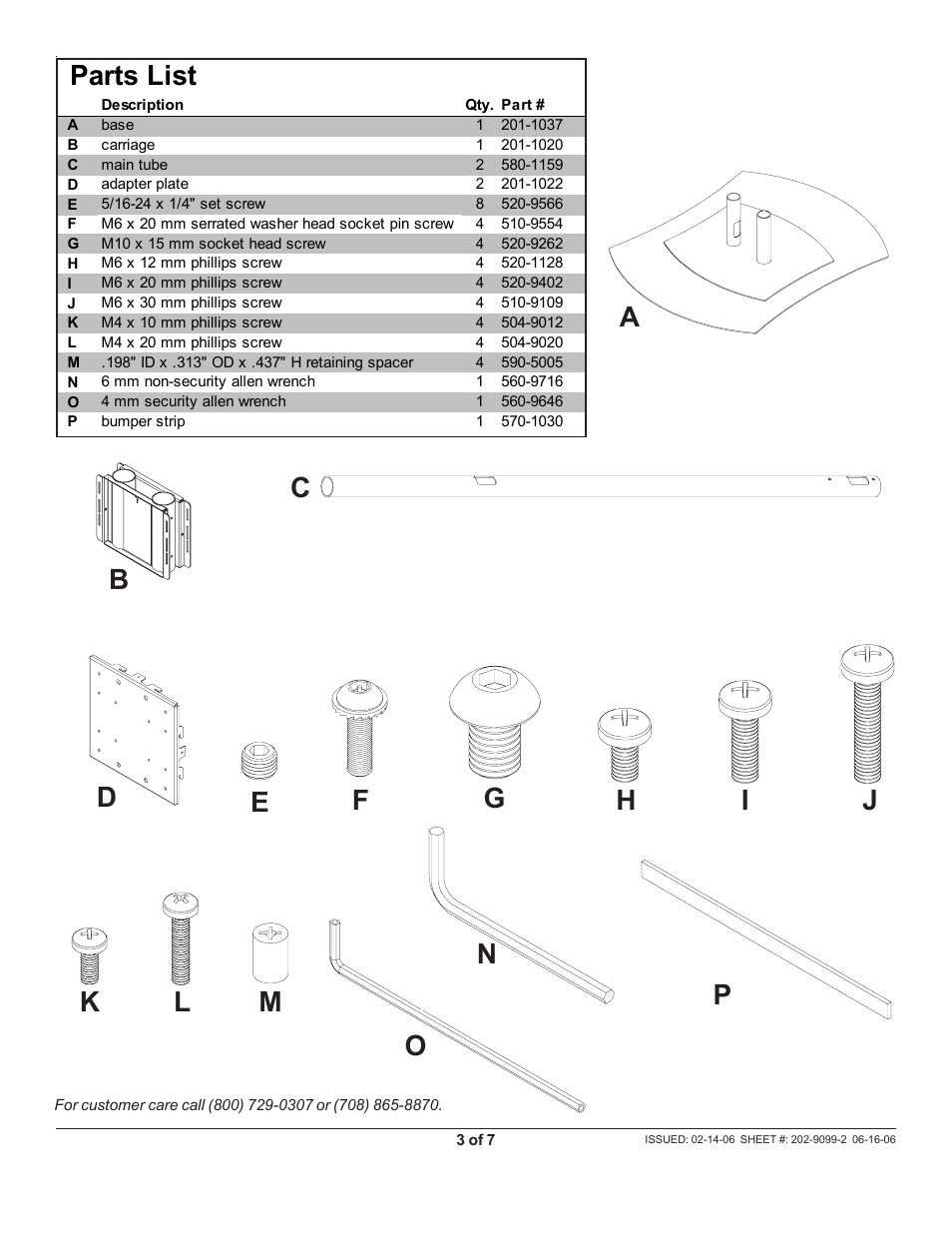 Parts list | Peerless-AV FPZ-600 - Installation User Manual | Page 3 / 7