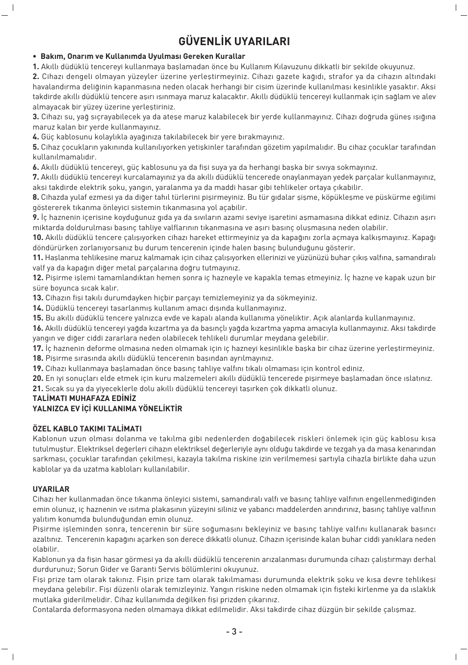 Güvenl‹k uyarilari | TELEFUNKEN TLF CO 601 User Manual | Page 4 / 45
