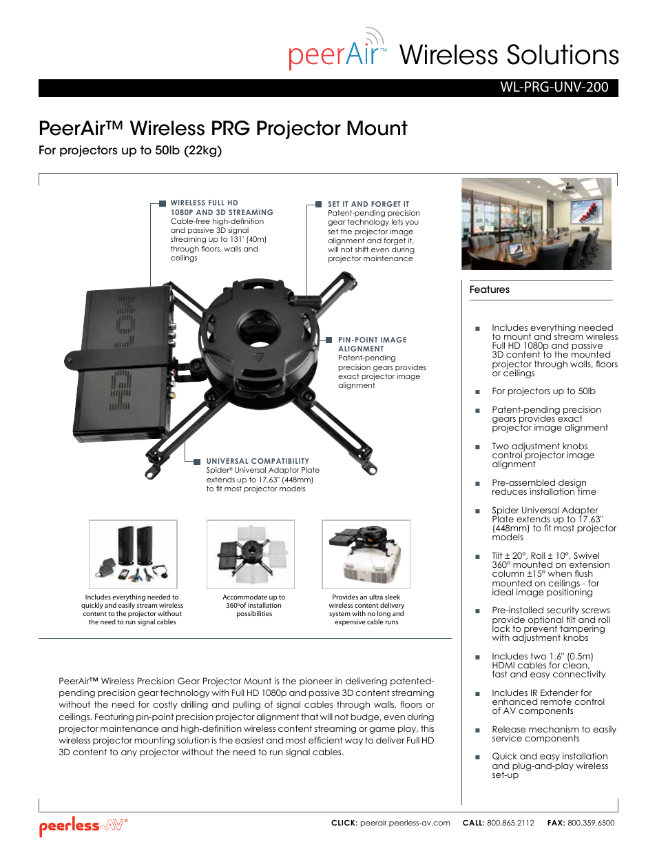 Peerless-AV WL-PRG-UNV-200  - Sell Sheet User Manual | 2 pages
