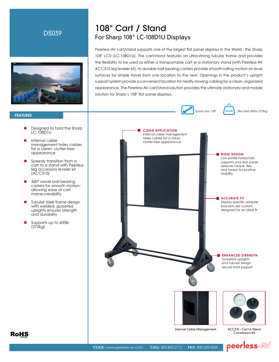 Peerless-AV DS039  - Sell Sheet User Manual | 2 pages