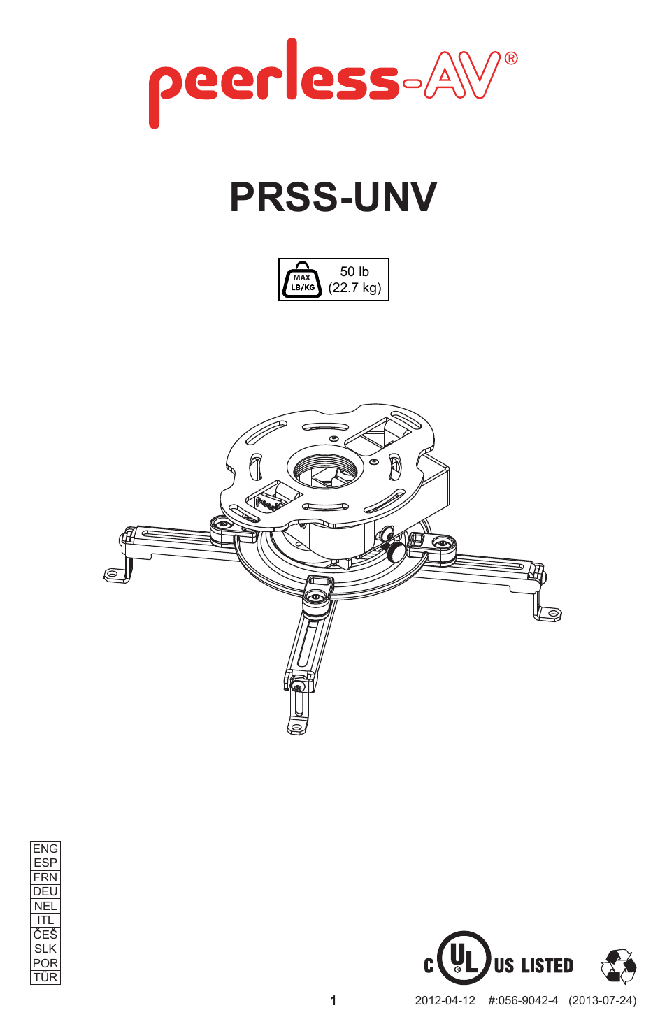 Peerless-AV PRSS-UNV-W - Installation User Manual | 24 pages