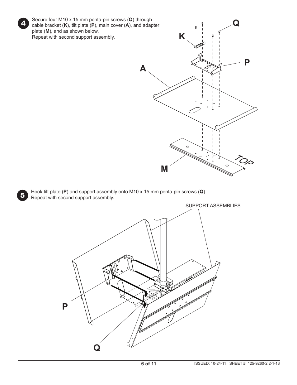 Ka p q m | Peerless-AV DST965 - Installation User Manual | Page 6 / 11