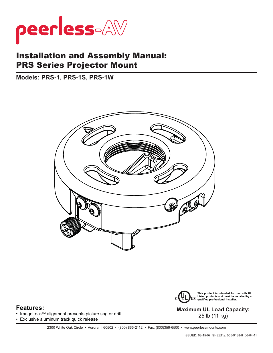 Peerless-AV PRS45 - Installation User Manual | 13 pages