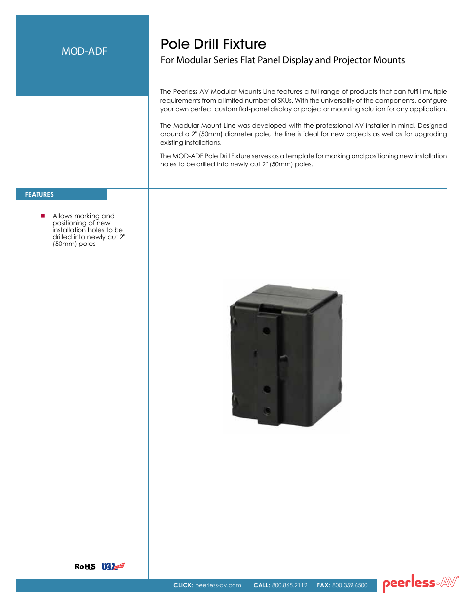 Peerless-AV MOD-ADF  - Sell Sheet User Manual | 2 pages