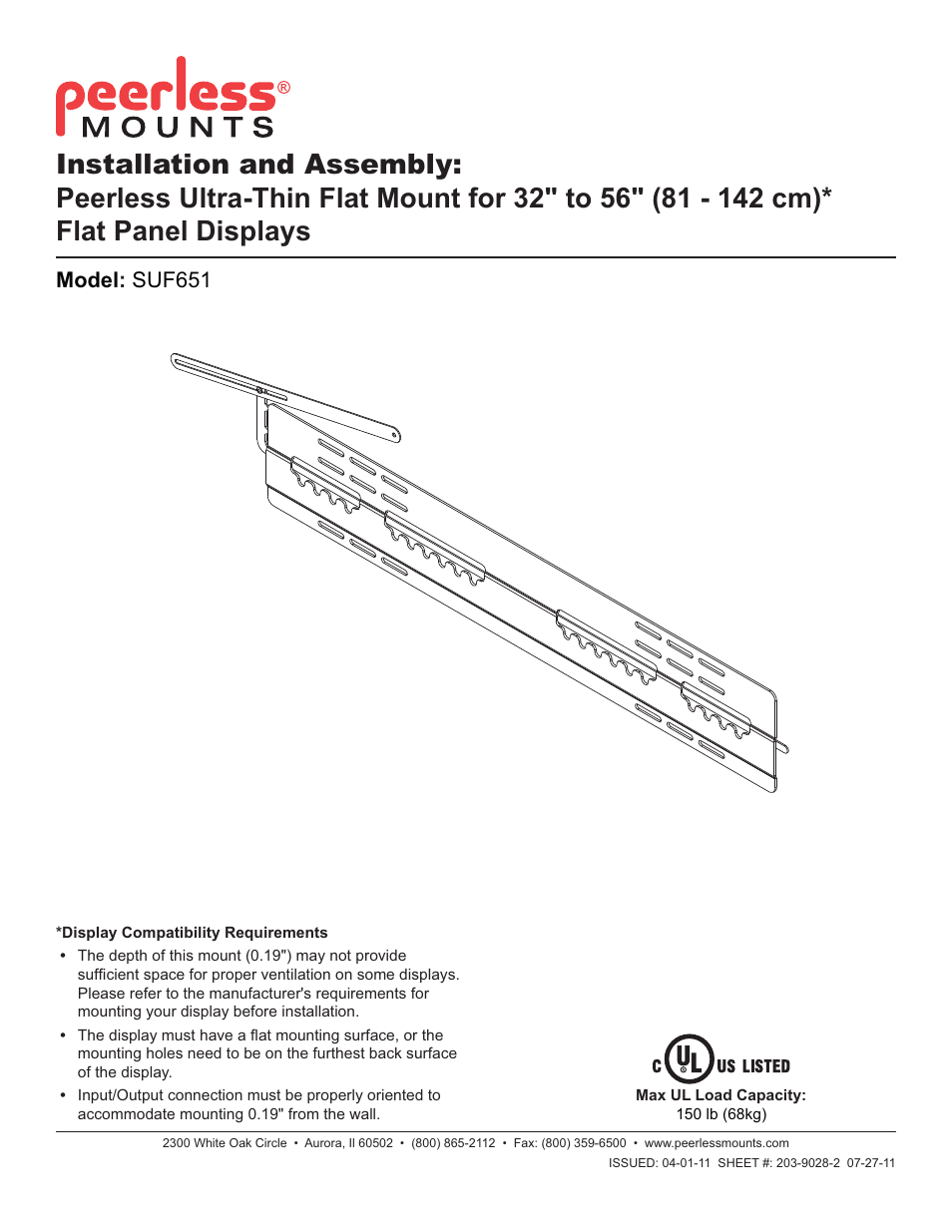 Peerless-AV SUF651 - Installation User Manual | 26 pages