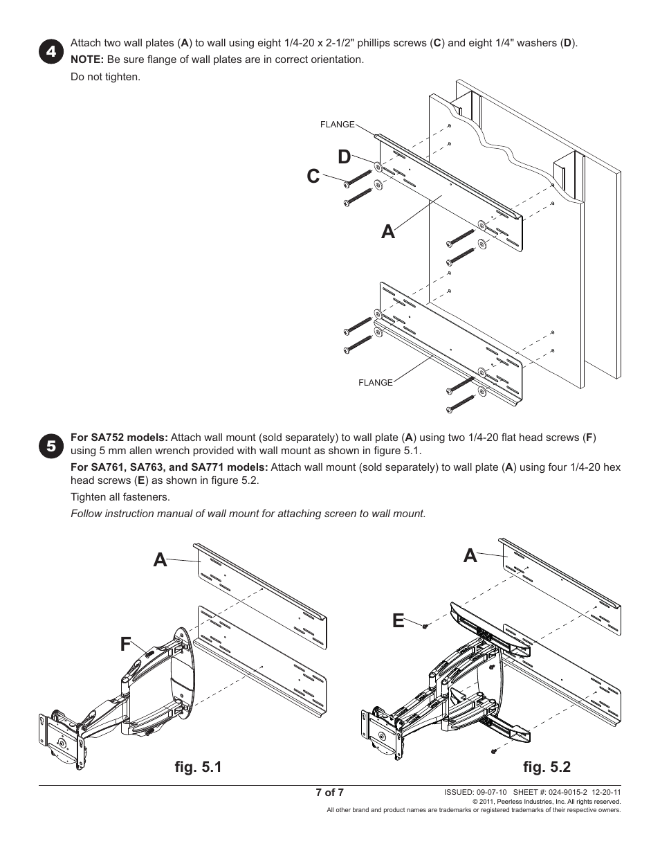 Peerless-AV WSP756 - Installation User Manual | Page 7 / 7