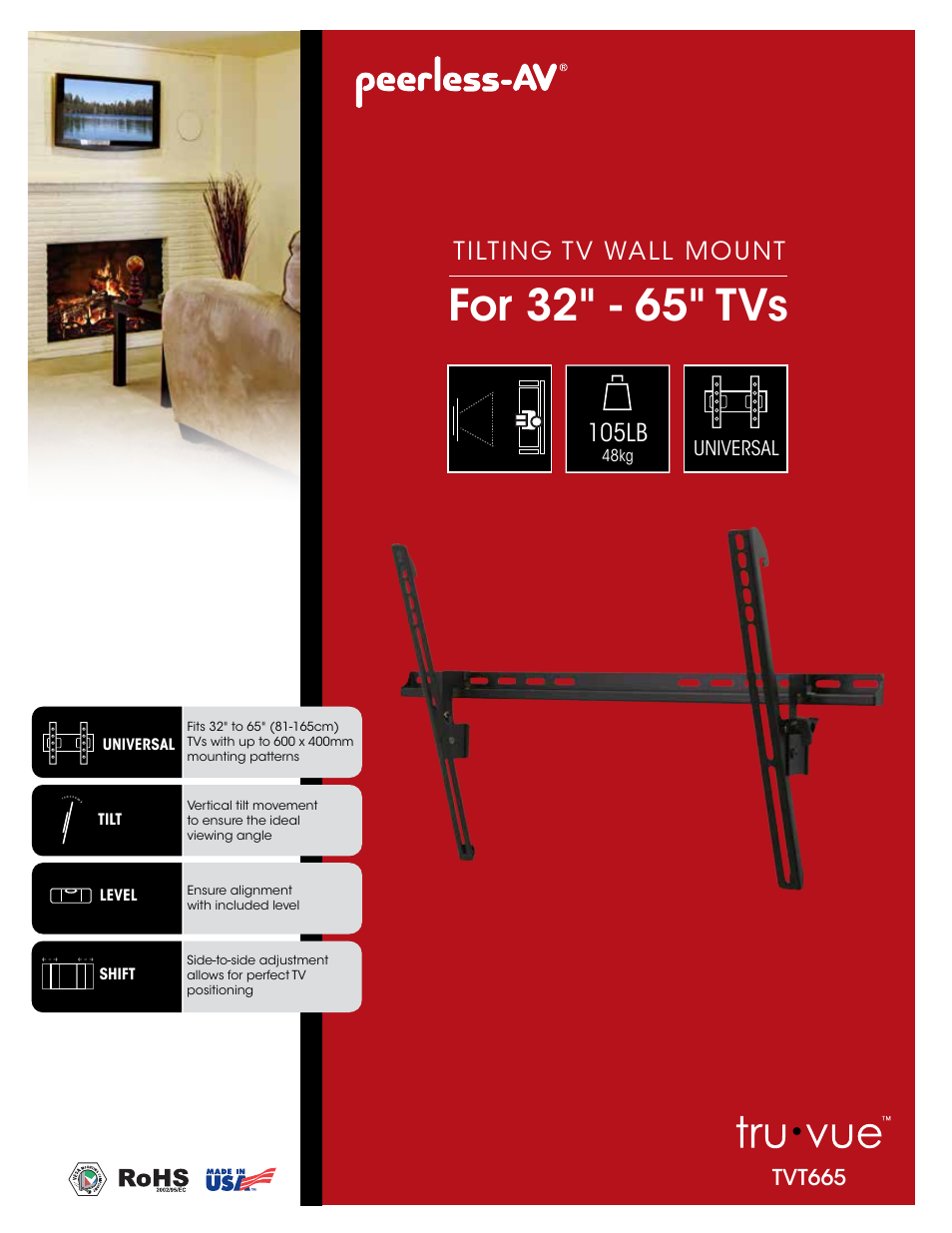 Peerless-AV TVT665  - Sell Sheet User Manual | 2 pages