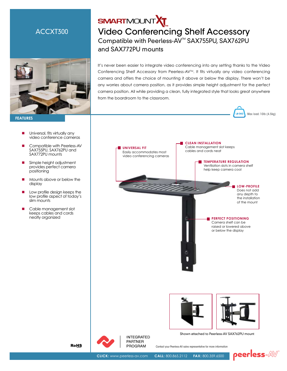 Peerless-AV ACCXT300  - Sell Sheet User Manual | 2 pages