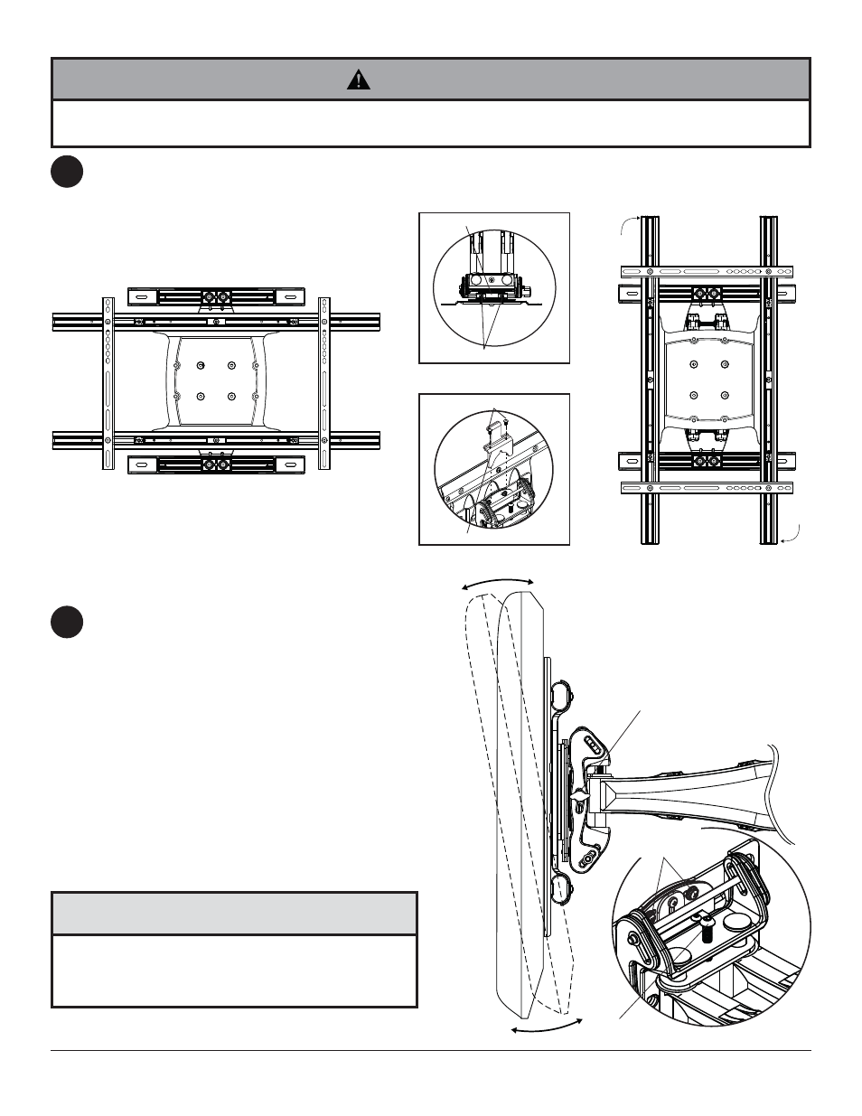 Caution, Warning, Fi g. 6.1 | Top view, Rear view, Detail 2, Adjustment of flat panel screen 6 | Peerless-AV SA771PU-AW - Installation User Manual | Page 15 / 56