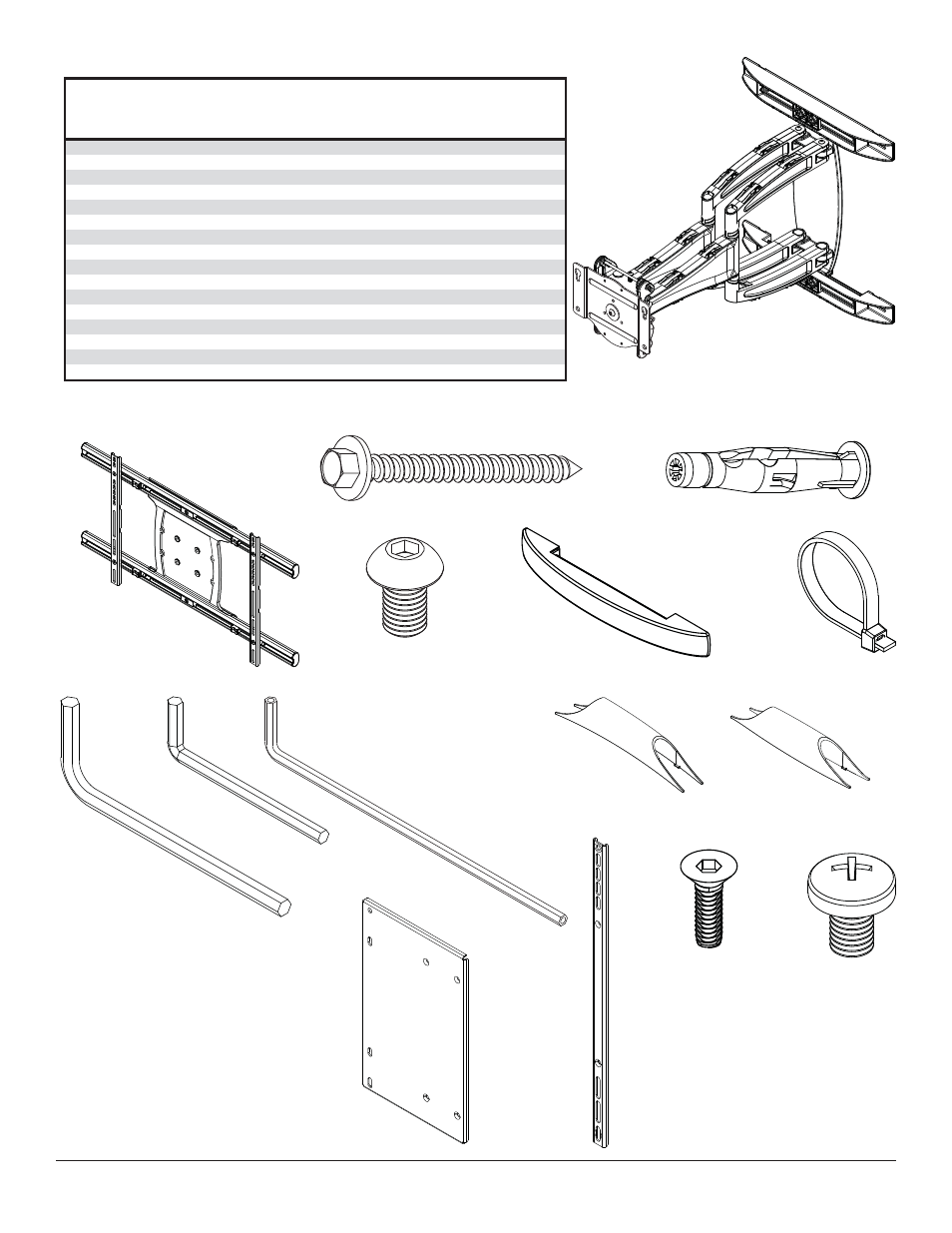 Parts list | Peerless-AV SA771PU-AW - Installation User Manual | Page 3 / 56