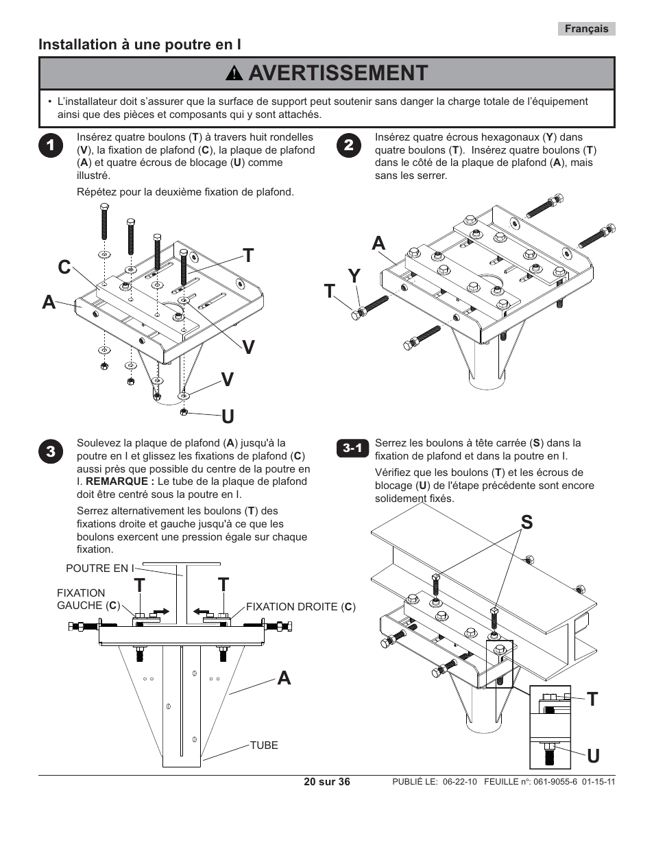 Avertissement | Peerless-AV ECMU-04-I-S - Installation User Manual | Page 20 / 36