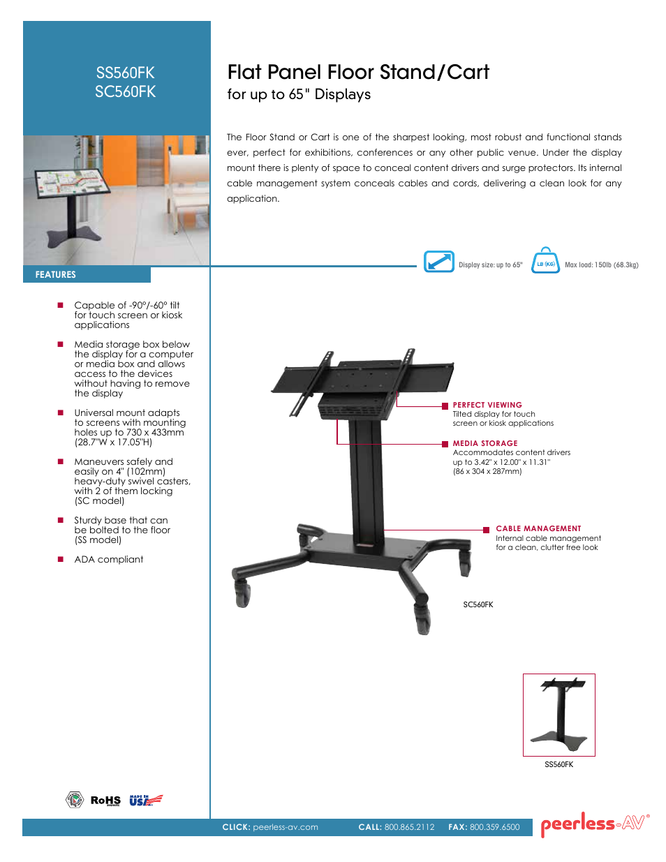 Peerless-AV SS560FK  - Sell Sheet User Manual | 2 pages