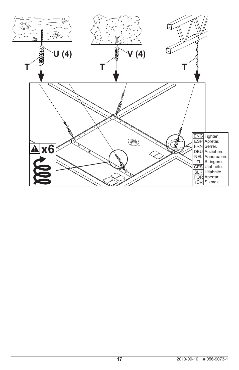 V (4) u (4) t t t | Peerless-AV PRGS-455 - Installation User Manual | Page 17 / 28