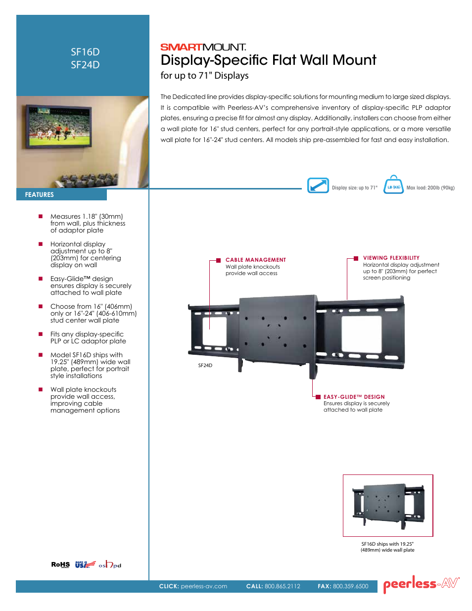 Peerless-AV SF24D  - Sell Sheet User Manual | 2 pages