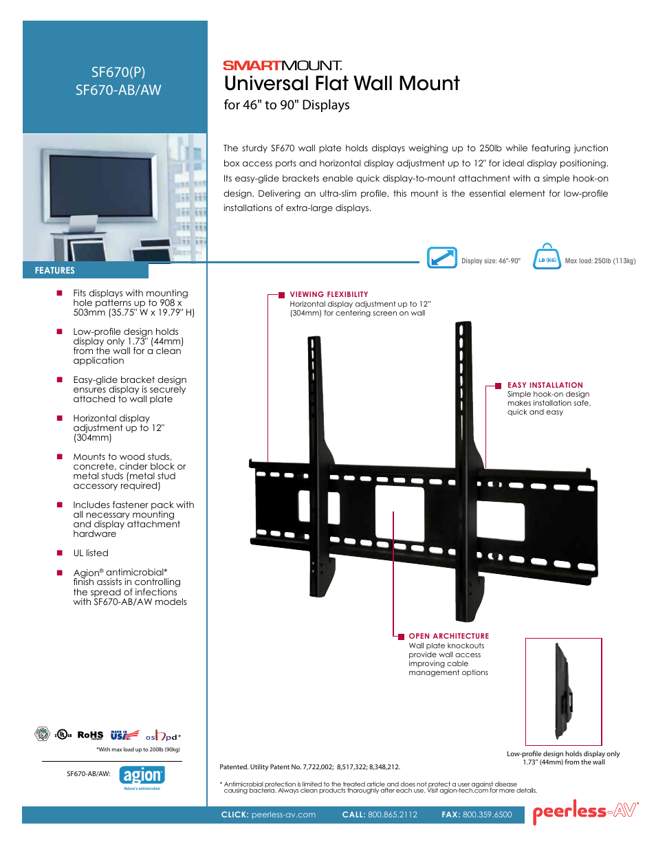 Peerless-AV SF670P  - Sell Sheet User Manual | 2 pages