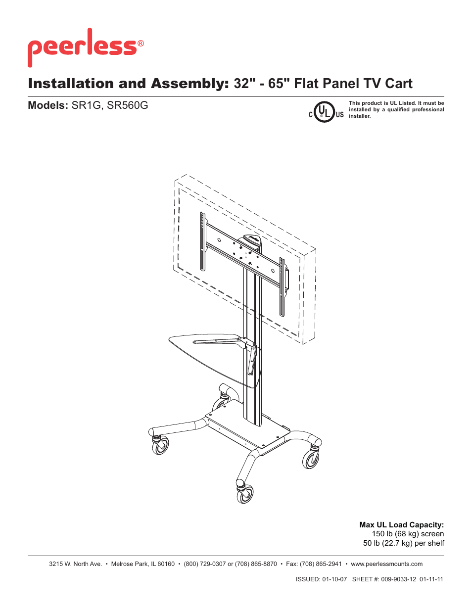 Peerless-AV SR1G - Installation User Manual | 13 pages