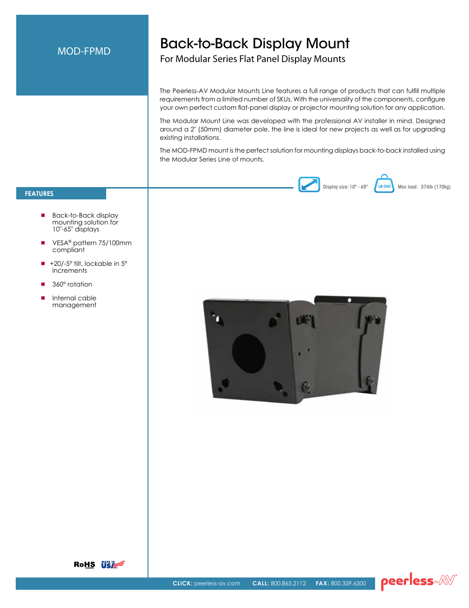 Peerless-AV MOD-FPMD  - Sell Sheet User Manual | 2 pages