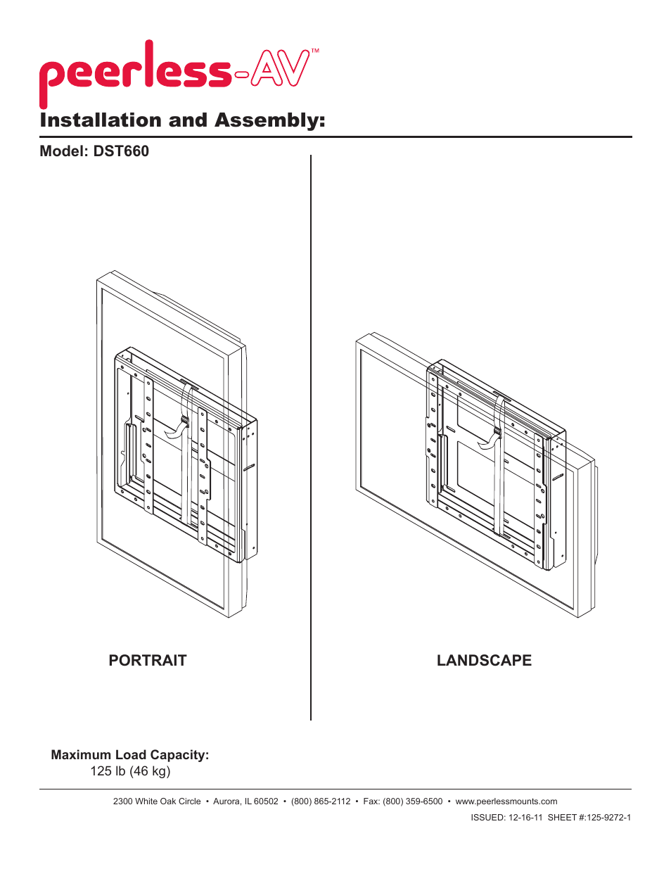 Peerless-AV DST660 - Installation User Manual | 9 pages