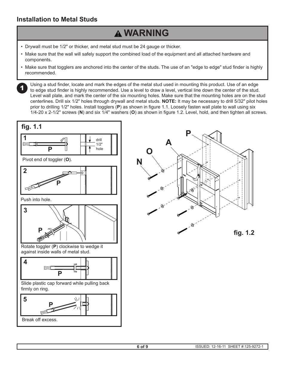 Warning, Ap n | Peerless-AV DST660 - Installation User Manual | Page 6 / 9