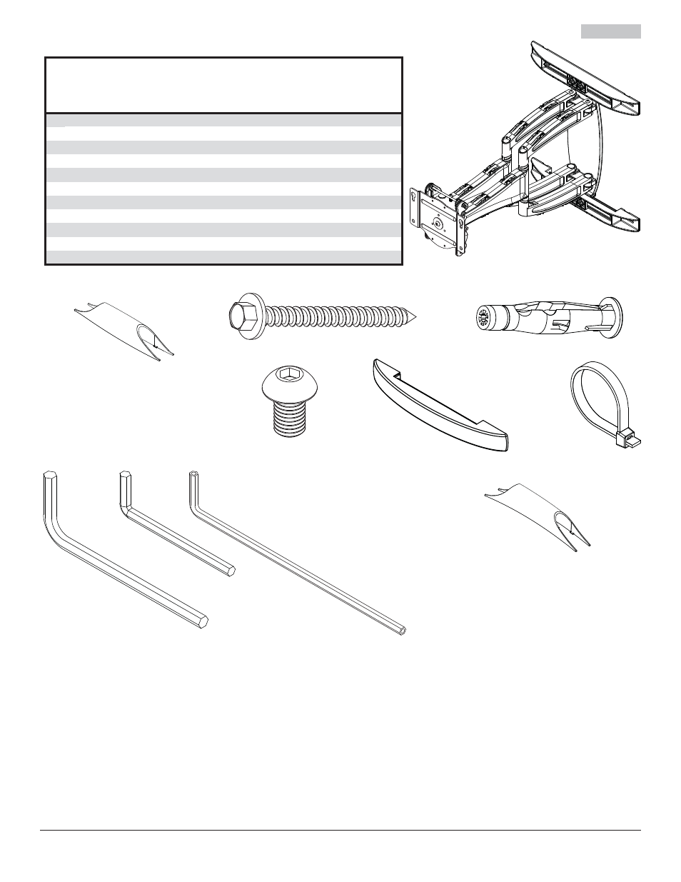 Hi k, Liste des pièces | Peerless-AV SA771P - Installation User Manual | Page 23 / 32