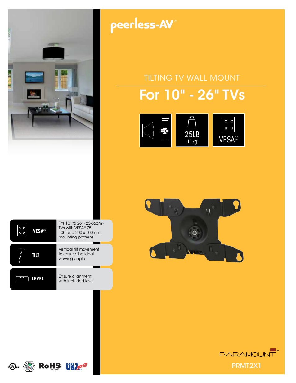 Peerless-AV PRMT2X1  - Sell Sheet User Manual | 2 pages