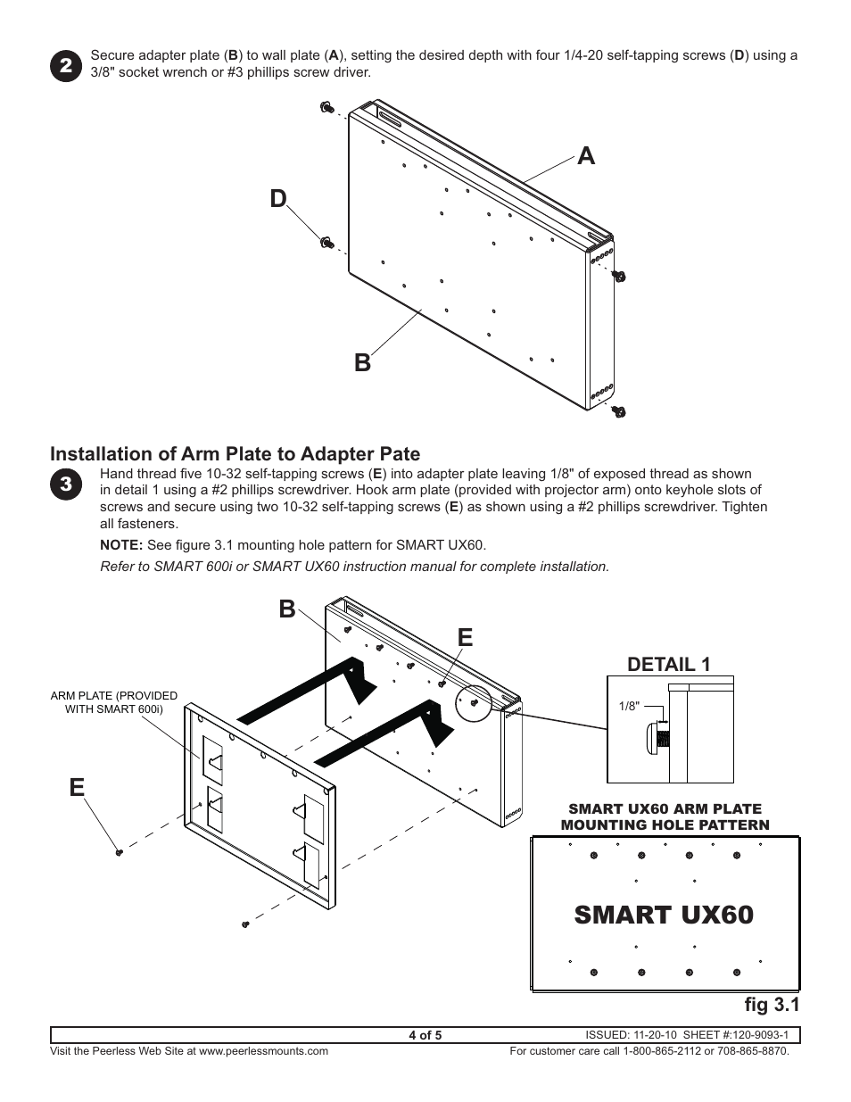 Ba e d, Smart ux60 | Peerless-AV ACC625 - Installation User Manual | Page 4 / 5