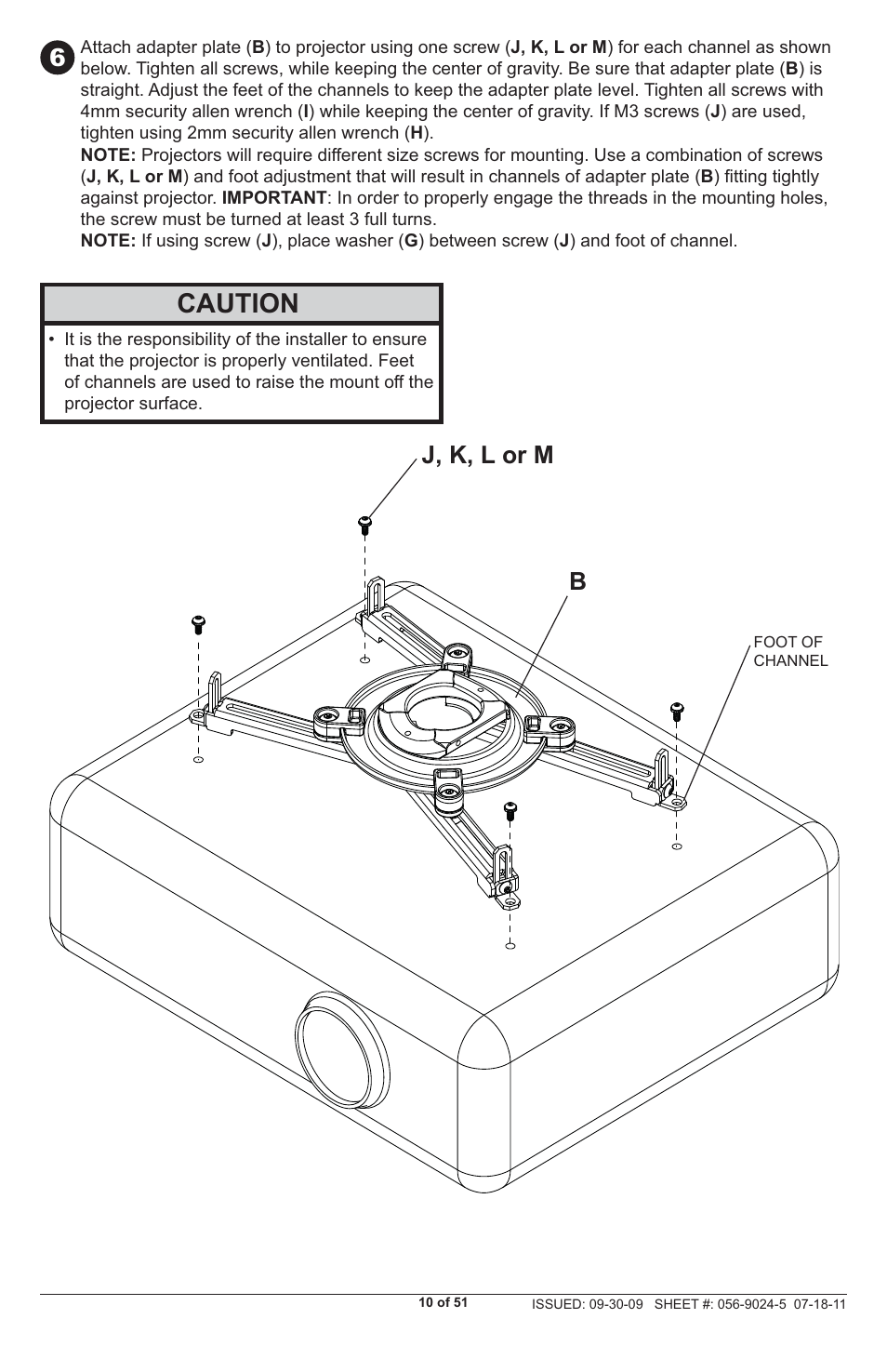Caution, J, k, l or m b | Peerless-AV PRG-UNV - Installation User Manual | Page 10 / 51