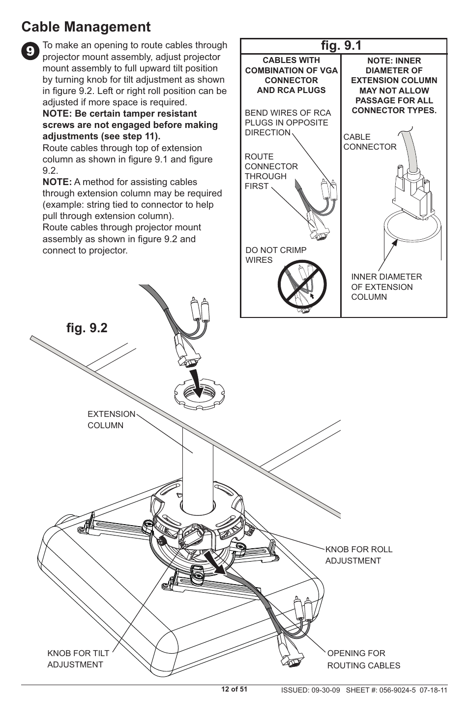 Cable management, Fi g. 9.2 fi g. 9.1 | Peerless-AV PRG-UNV - Installation User Manual | Page 12 / 51