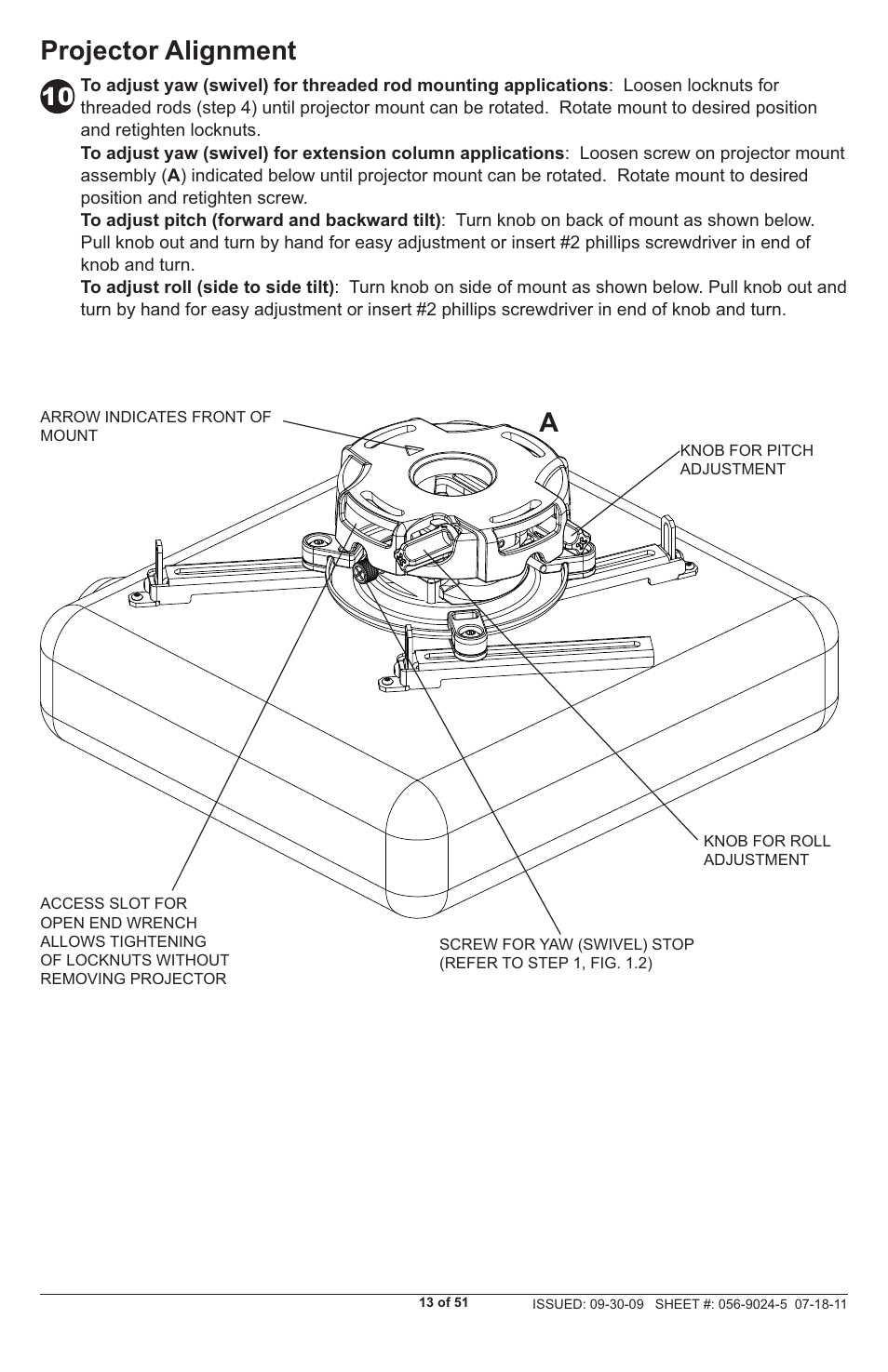 Projector alignment | Peerless-AV PRG-UNV - Installation User Manual | Page 13 / 51