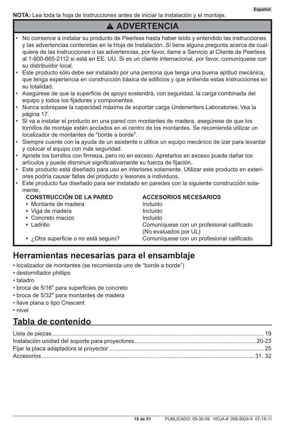 Peerless-AV PRG-UNV - Installation User Manual | Page 18 / 51