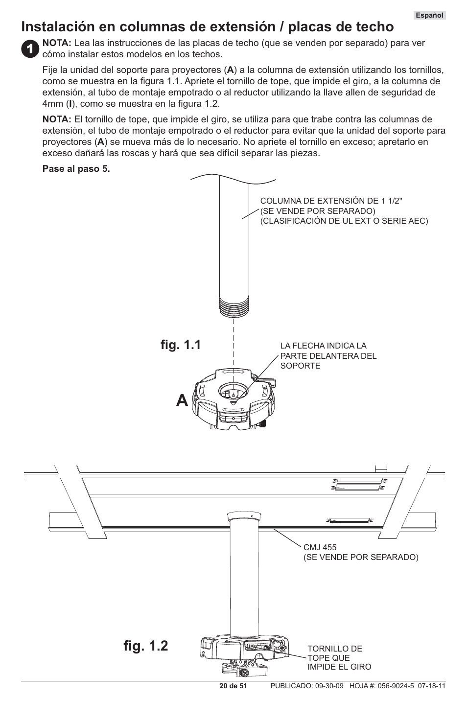 Fi g. 1.2, Fi g. 1.1 | Peerless-AV PRG-UNV - Installation User Manual | Page 20 / 51