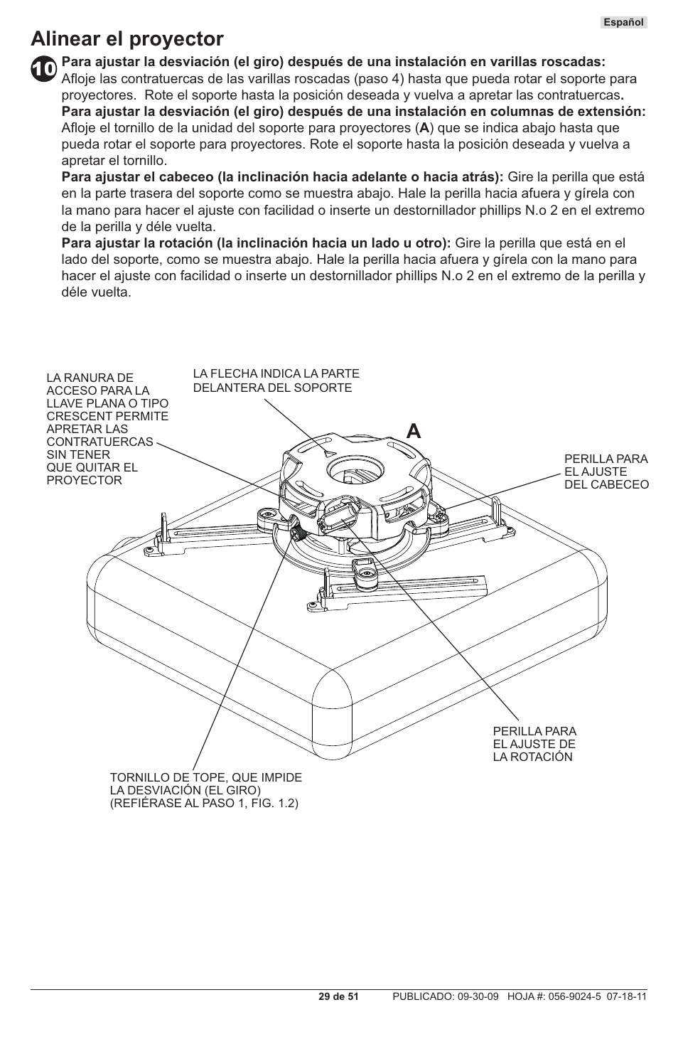 Alinear el proyector | Peerless-AV PRG-UNV - Installation User Manual | Page 29 / 51
