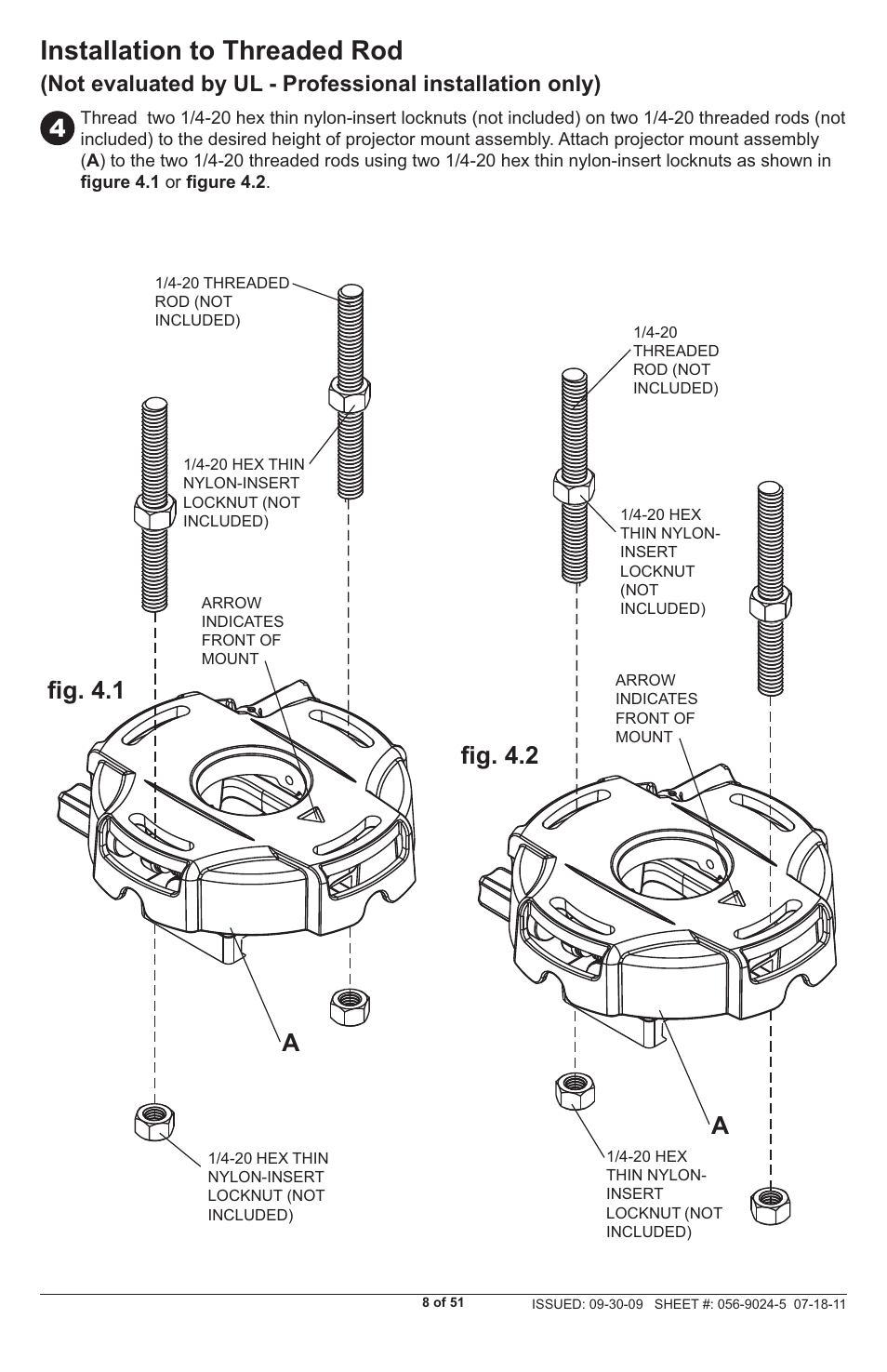 Installation to threaded rod, Fi g. 4.1 fi g. 4.2 | Peerless-AV PRG-UNV - Installation User Manual | Page 8 / 51