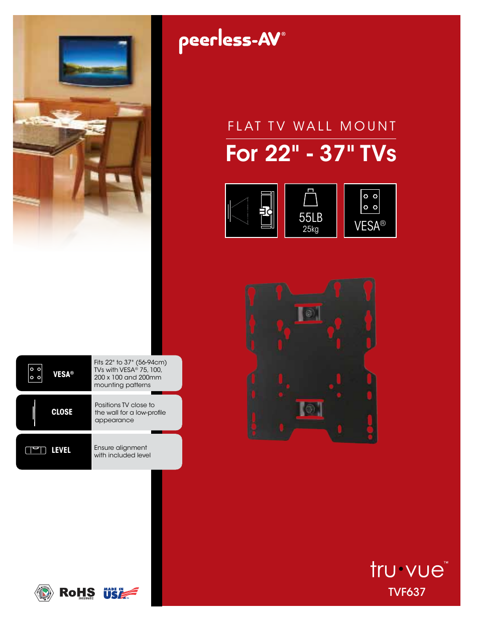 Peerless-AV TVF637  - Sell Sheet User Manual | 2 pages