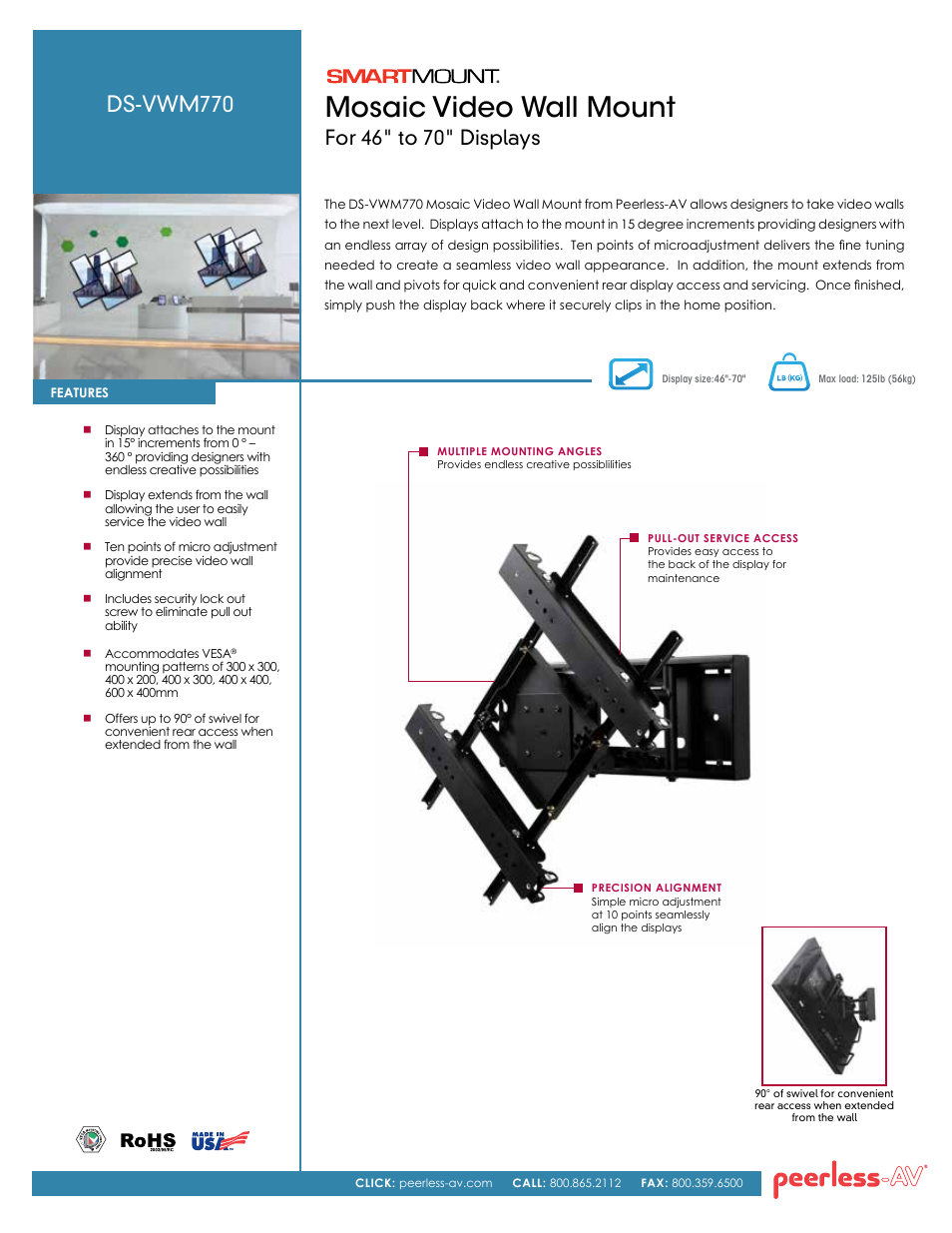 Peerless-AV DS-VWM770  - Sell Sheet User Manual | 2 pages