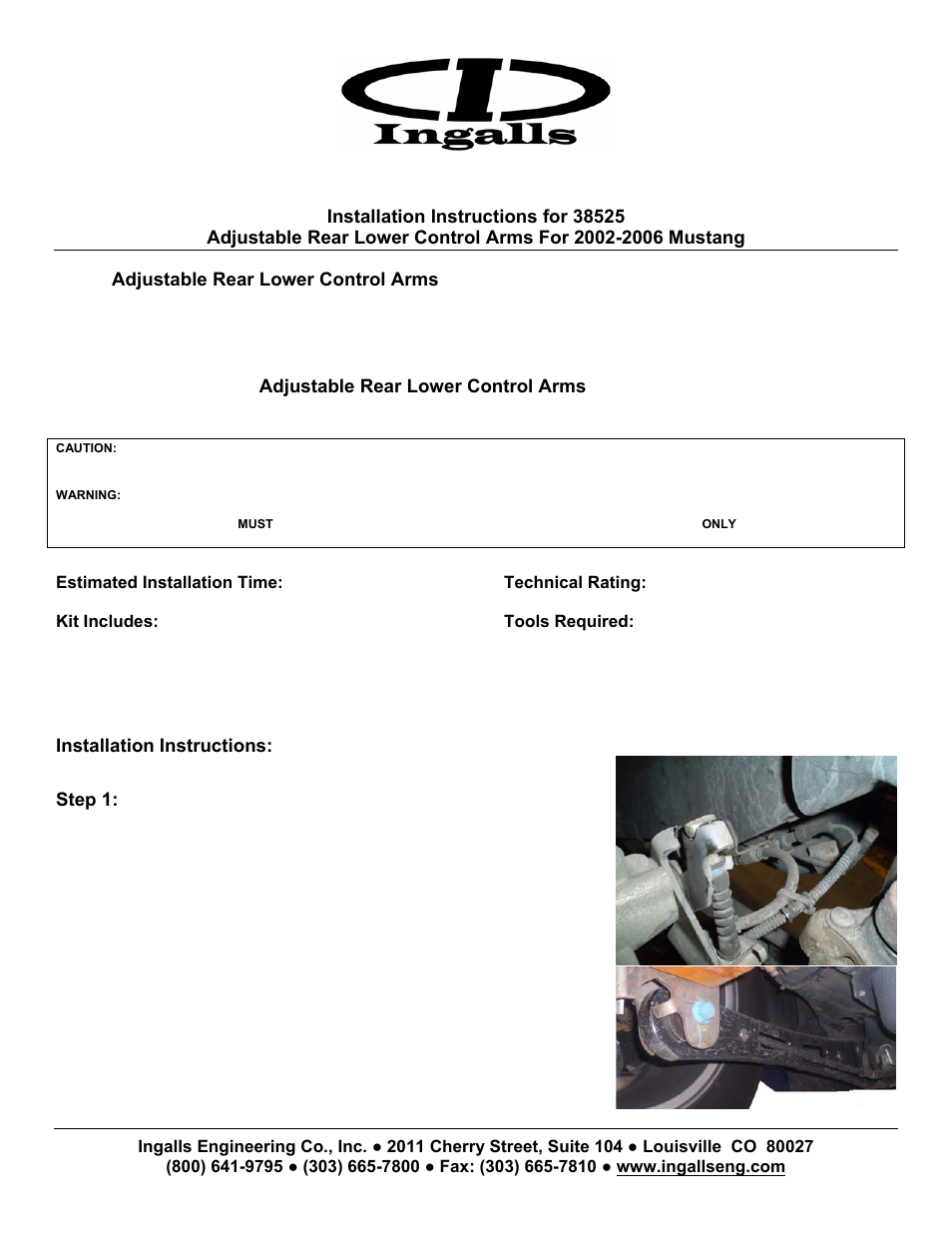 Ingalls 38525 User Manual | 3 pages