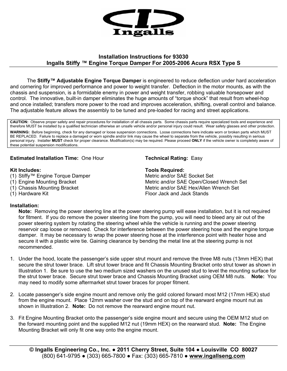 Ingalls 93030 User Manual | 3 pages
