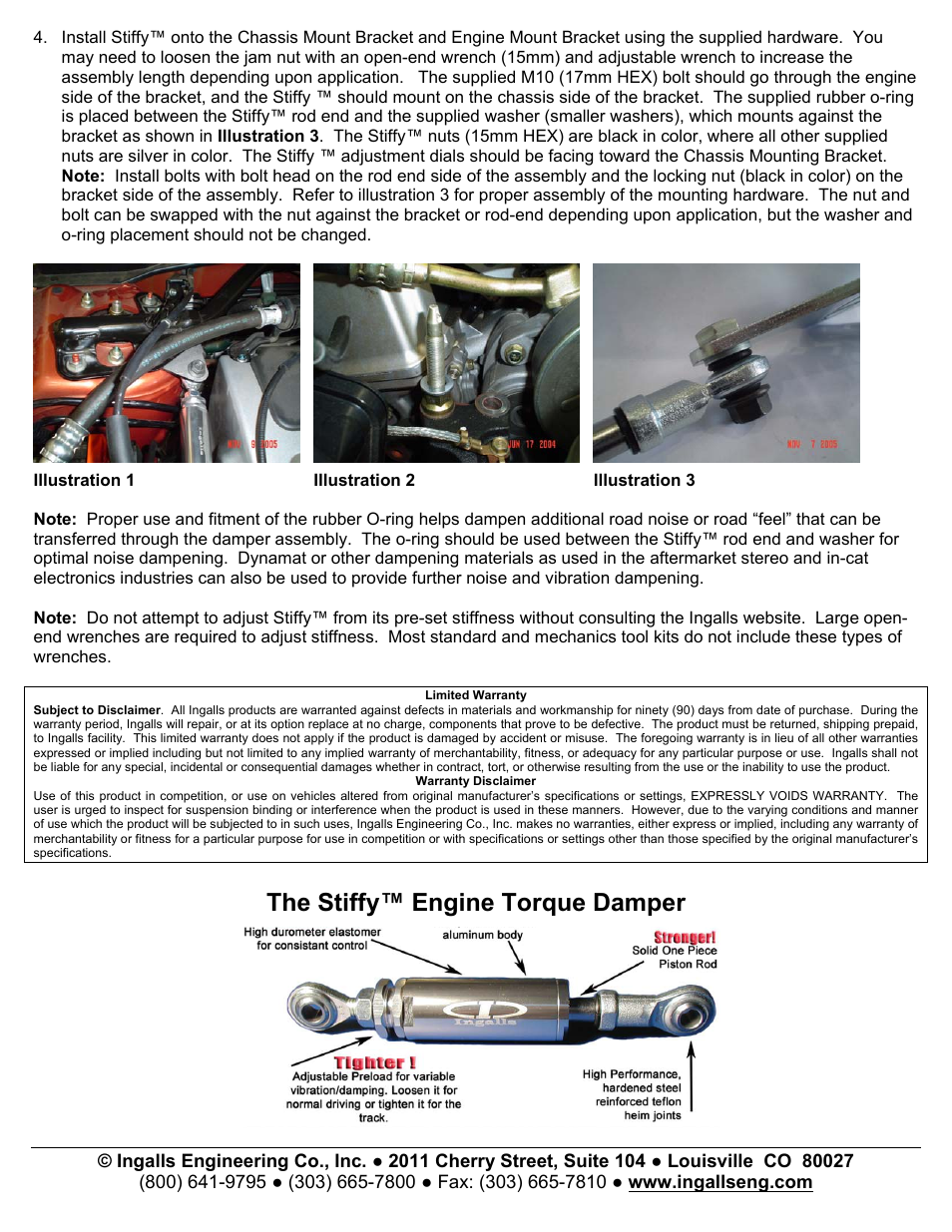 The stiffy™ engine torque damper | Ingalls 93030 User Manual | Page 2 / 3