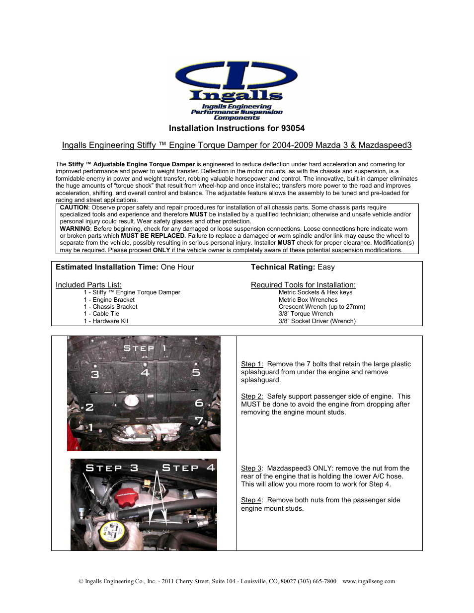 Ingalls 93054 User Manual | 3 pages