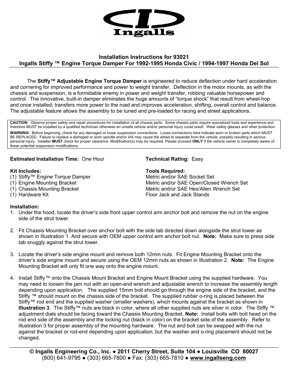 Ingalls 93021 User Manual | 3 pages