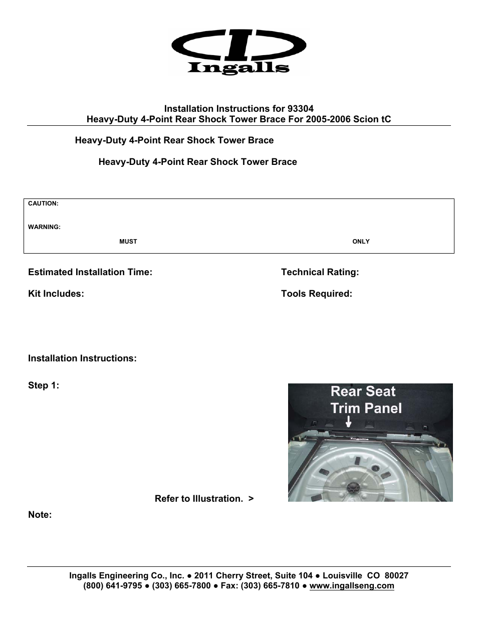 Ingalls 93304 User Manual | 4 pages