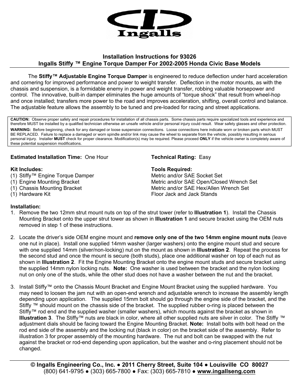 Ingalls 93026 User Manual | 2 pages